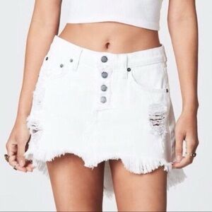 Carmar Helena Destroyed Low-Rise Denim Micro Mini Skirt